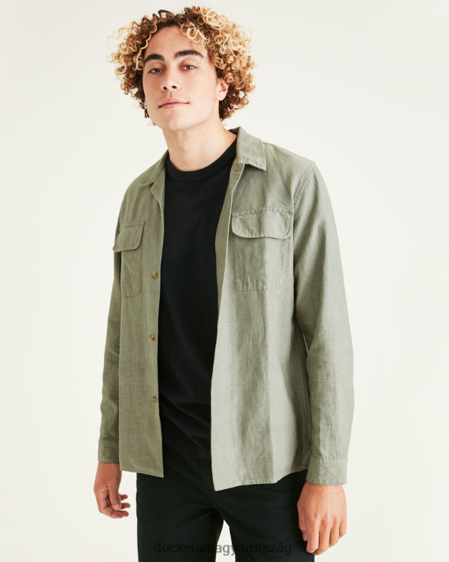 Dockers férfiak tábori ing, normál szabású P840P846 ruházat forralt bazsalikom - zöld