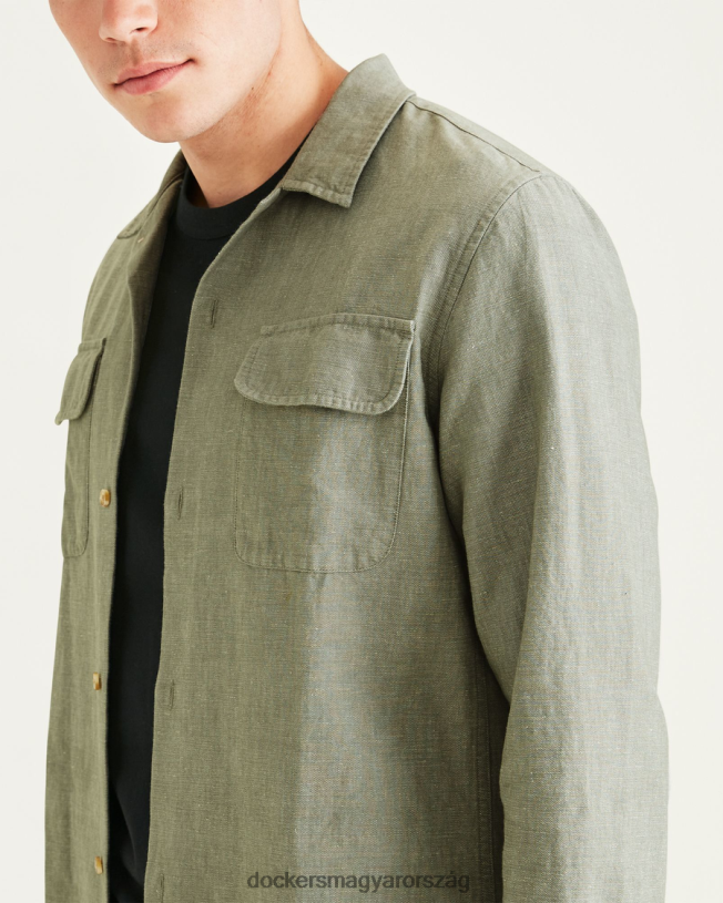 Dockers férfiak tábori ing, normál szabású P840P846 ruházat forralt bazsalikom - zöld