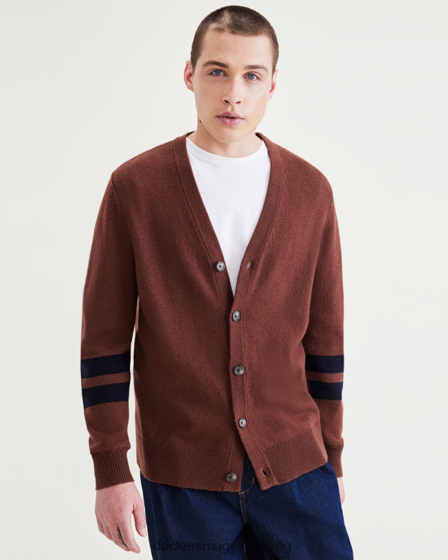 Dockers férfiak gyapjú kardigán: prémium kiadás P840P789 ruházat elhelyezett campus fenyő rönk - barna