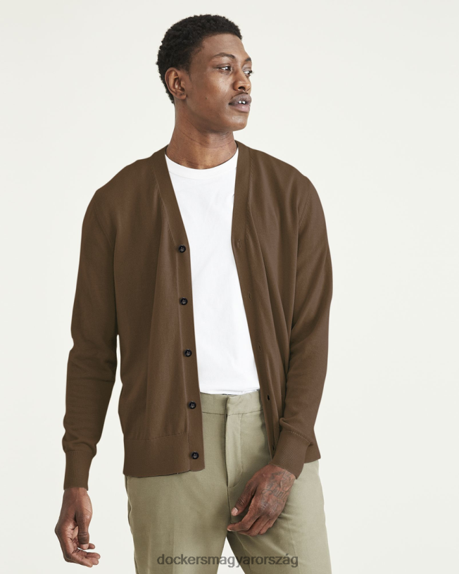 Dockers férfiak kardigán, normál szabású P840P770 ruházat szerzetesi köntös – barna