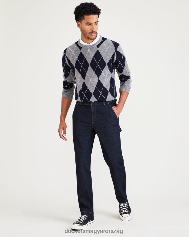 Dockers férfiak california asztalos nadrág, egyenes szabású P840P743 ruházat sötét indigó öblítő - kék