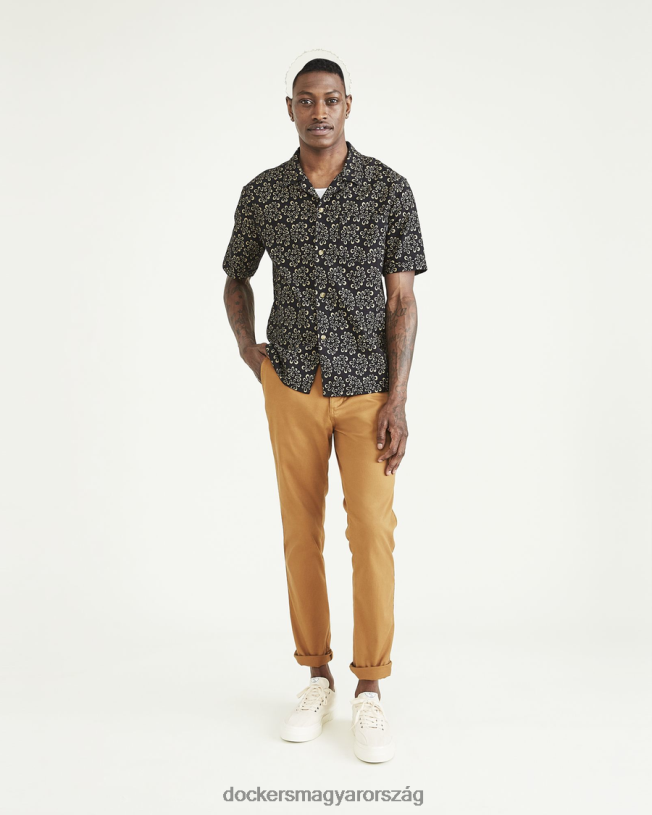 Dockers férfiak eredeti chinos, vékony szabású P840P739 ruházat sötét gyömbér - barna