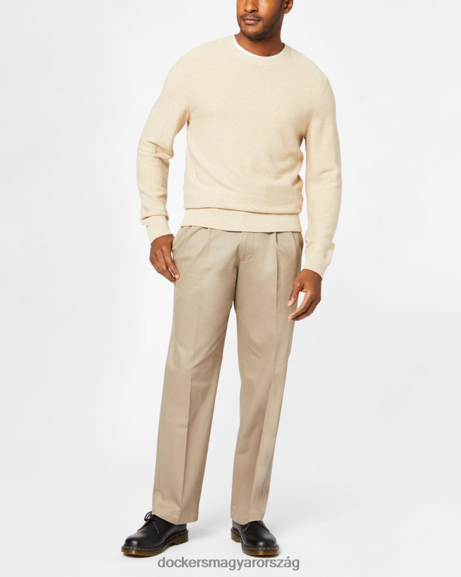 Dockers férfiak jellegzetes khakis, redőzött, laza fazon P840P109 ruházat khaki