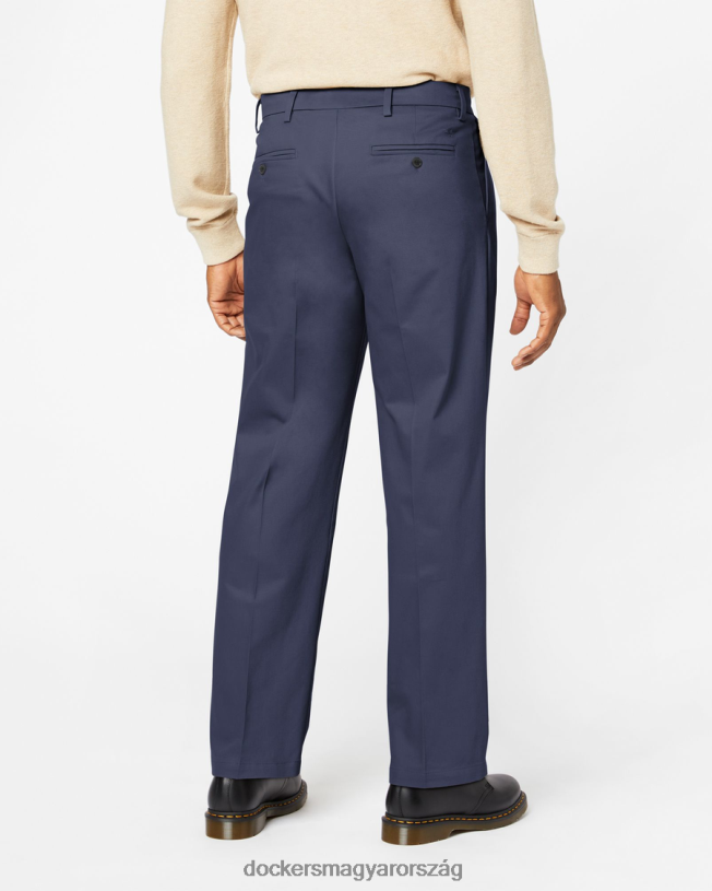 Dockers férfiak jellegzetes khakis, redőzött, laza fazon P840P110 ruházat sötétkék