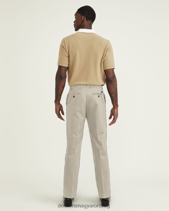 Dockers férfiak jellegzetes vasmentes khaki, redőzött, egyenes szabású foltvédővel (nagy és magas) P840P491 ruházat felhő - khaki