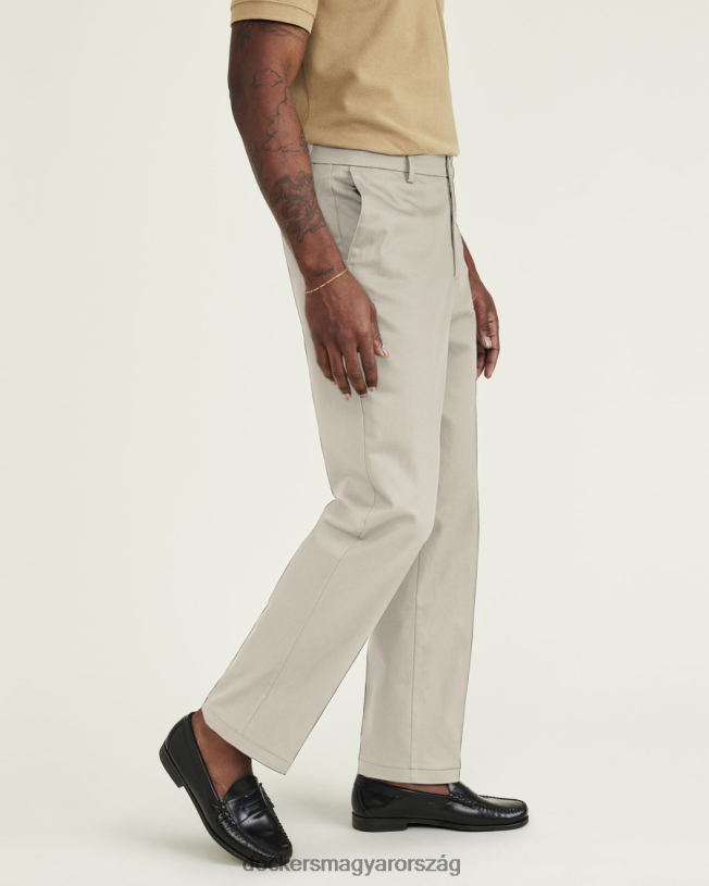 Dockers férfiak jellegzetes vasmentes khaki, redőzött, egyenes szabású foltvédővel (nagy és magas) P840P491 ruházat felhő - khaki