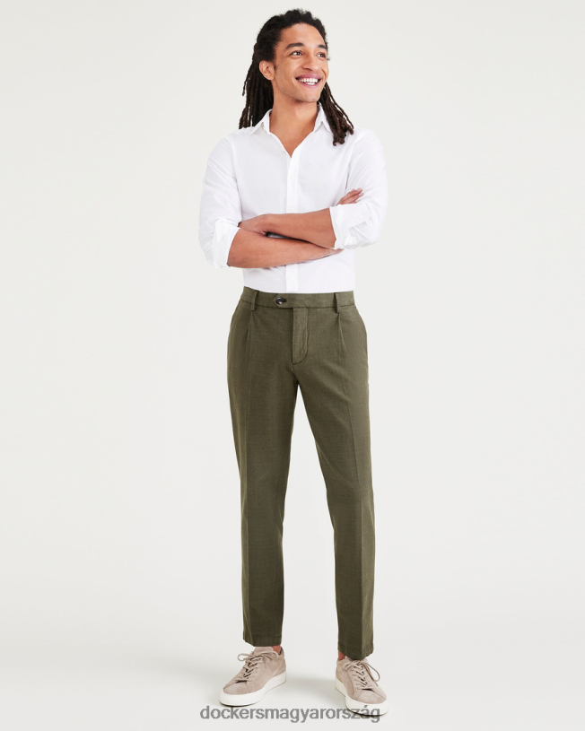 Dockers férfiak kidolgozott nadrág, vékony, keskeny szabású P840P62 ruházat tempós erdei éjszaka - zöld