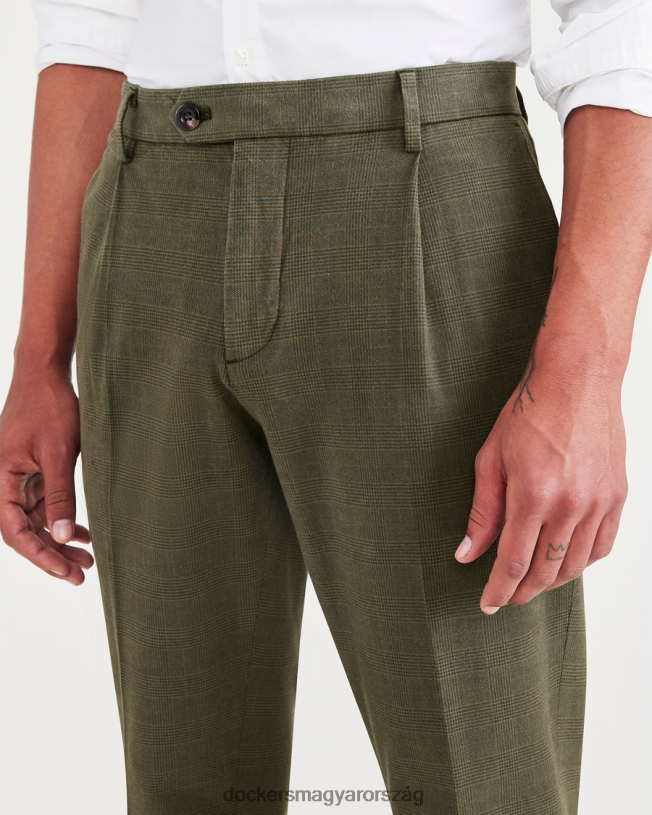 Dockers férfiak kidolgozott nadrág, vékony, keskeny szabású P840P62 ruházat tempós erdei éjszaka - zöld