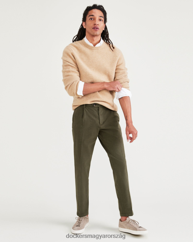 Dockers férfiak kidolgozott nadrág, vékony, keskeny szabású P840P62 ruházat tempós erdei éjszaka - zöld