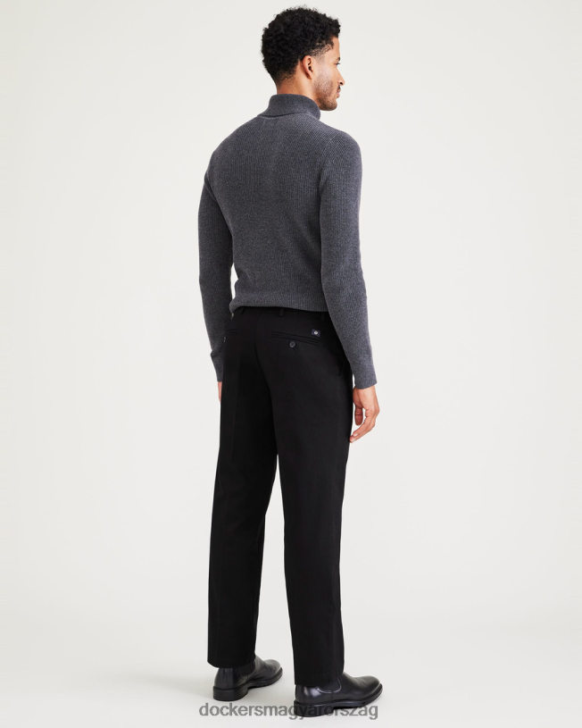 Dockers férfiak vasmentes khaki, redőzött, klasszikus fazon, foltvédővel P840P235 ruházat gyönyörű fekete