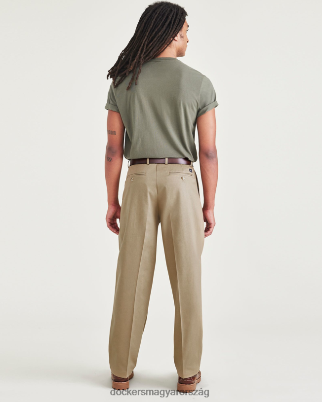 Dockers férfiak vasmentes khaki, redőzött, laza szabású, foltvédővel P840P232 ruházat új brit khaki