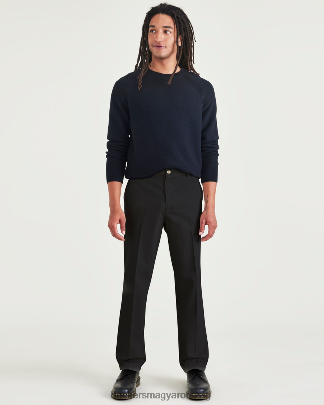 Dockers férfiak vasmentes khakik, egyenes szabású foltvédővel (nagy és magas) P840P495 ruházat gyönyörű fekete