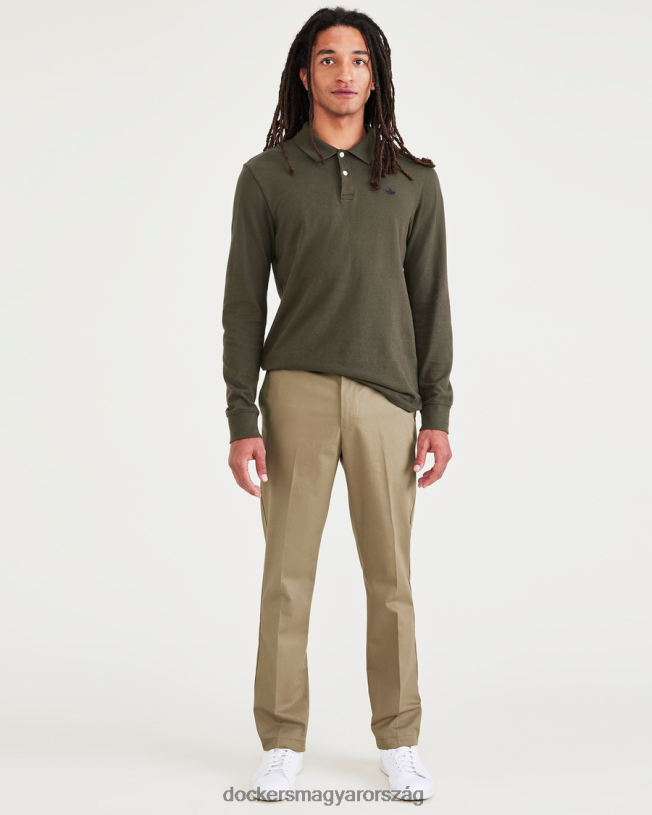 Dockers férfiak vasmentes khakik, vékony szabású foltvédővel P840P239 ruházat új brit khaki