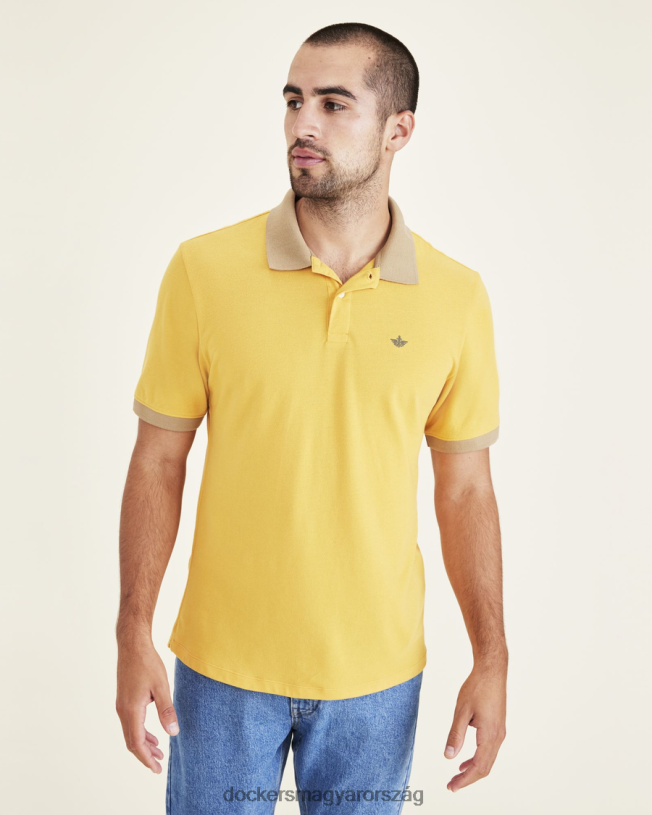 Dockers férfiak bordás gallérral póló, vékony szabású P840P552 ruházat aranybarack - sárga