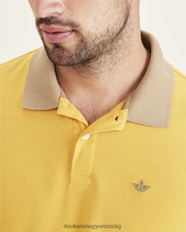 Dockers férfiak bordás gallérral póló, vékony szabású P840P552 ruházat aranybarack - sárga