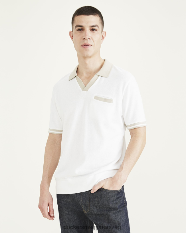 Dockers férfiak johnny galléros póló, normál szabású P840P865 ruházat fényes fehér