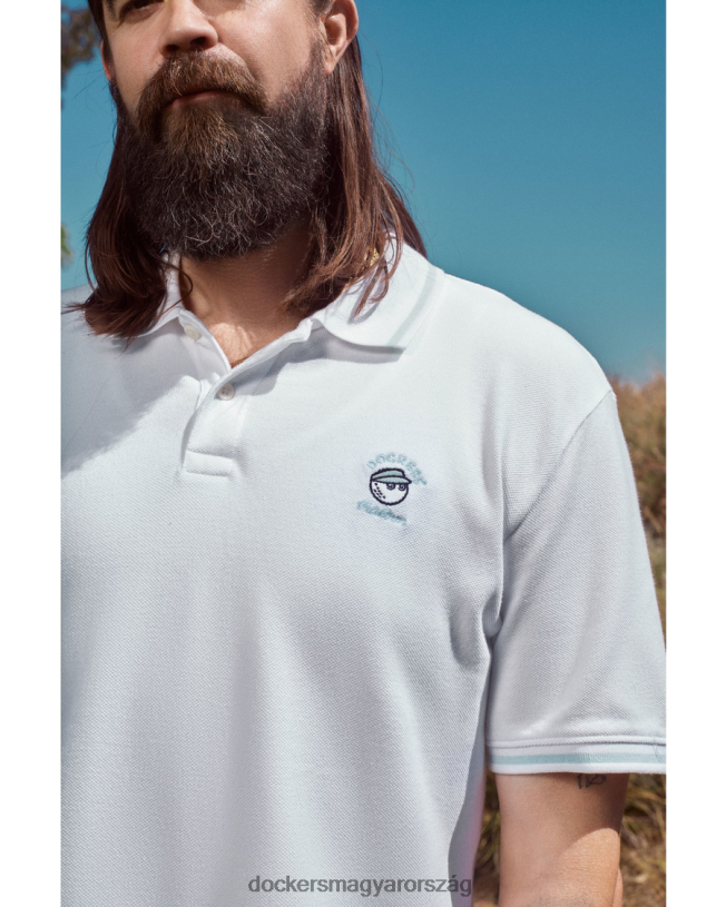 Dockers férfiak malbon pique póló, karcsú fazon P840P343 ruházat fényes fehér