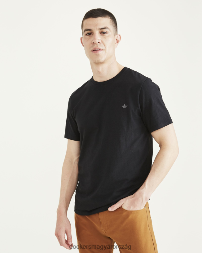 Dockers férfiak Crewneck póló, vékony szabású P840P122 ruházat gyönyörű fekete