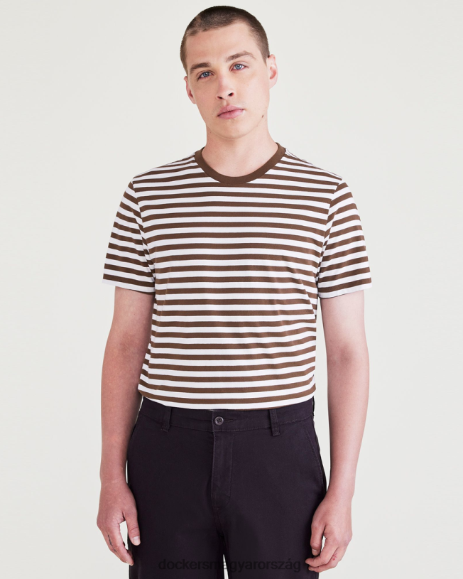 Dockers férfiak Crewneck póló, vékony szabású P840P702 ruházat barna