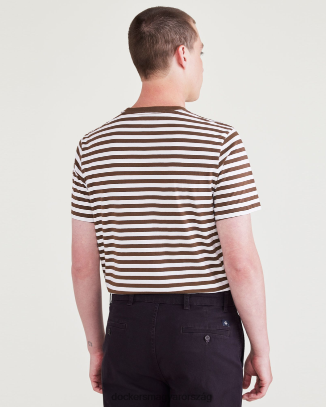 Dockers férfiak Crewneck póló, vékony szabású P840P702 ruházat barna