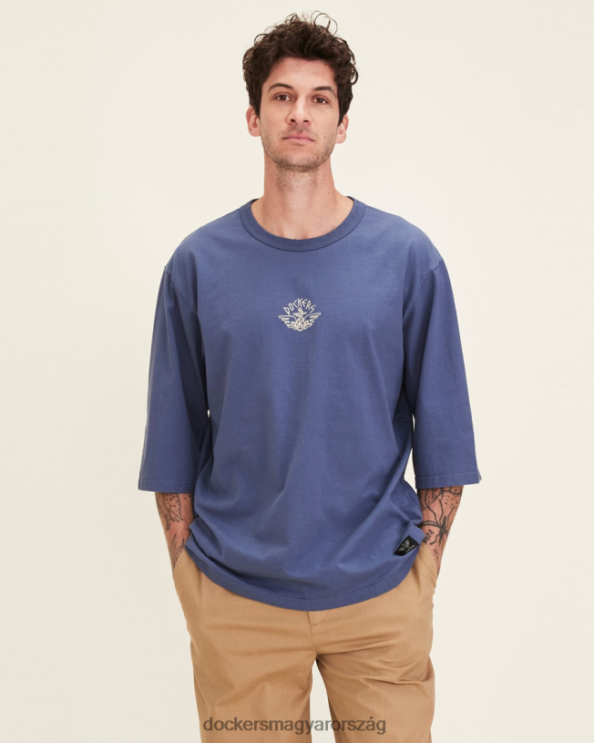 Dockers férfiak dandois relaed 3/4 póló P840P306 ruházat vintage indigó - kék