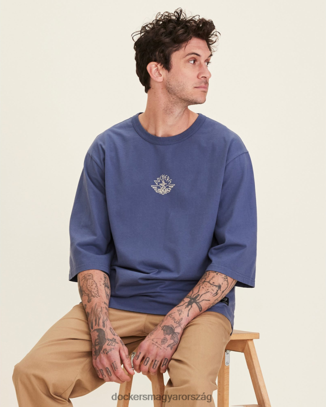 Dockers férfiak dandois relaed 3/4 póló P840P306 ruházat vintage indigó - kék