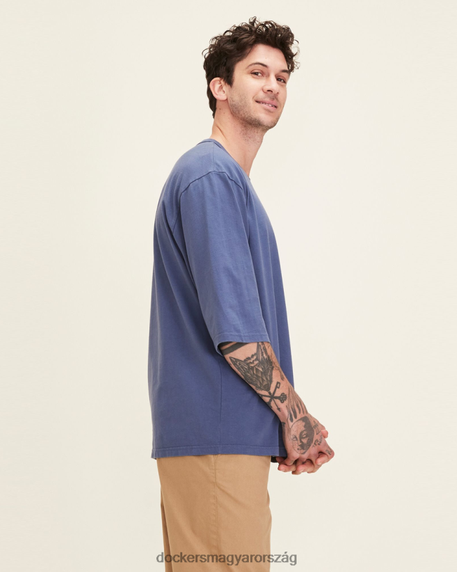 Dockers férfiak dandois relaed 3/4 póló P840P306 ruházat vintage indigó - kék