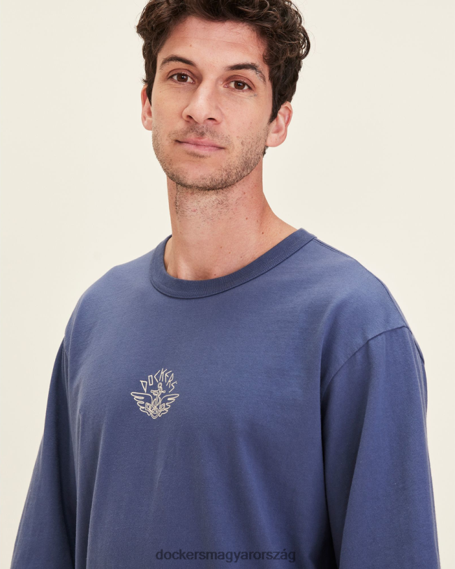 Dockers férfiak dandois relaed 3/4 póló P840P306 ruházat vintage indigó - kék