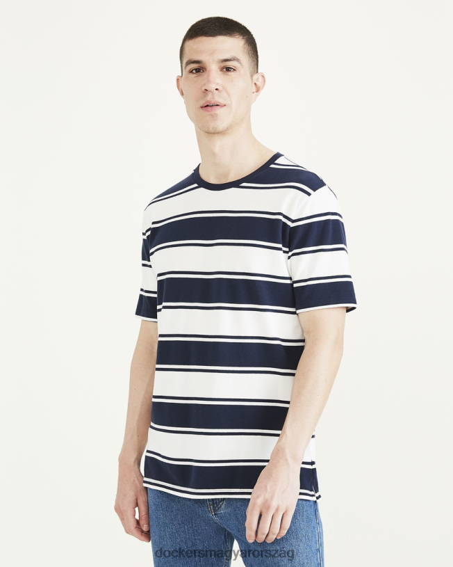 Dockers férfiak deck csíkos póló, normál szabású P840P728 ruházat sötétkék blézer - kék