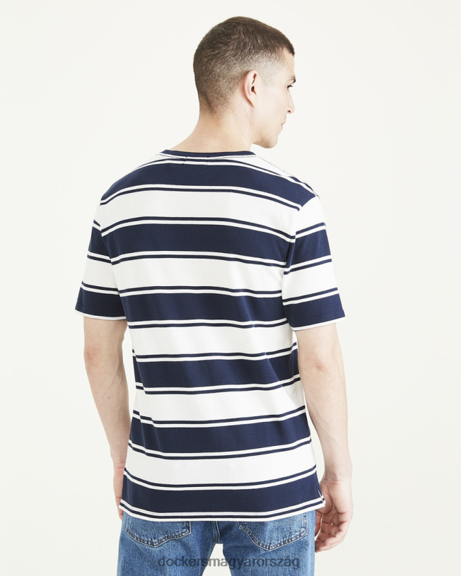 Dockers férfiak deck csíkos póló, normál szabású P840P728 ruházat sötétkék blézer - kék