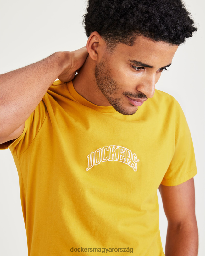 Dockers férfiak egyetemi íves grafikai póló, vékony szabású P840P705 ruházat aranyrög - sárga