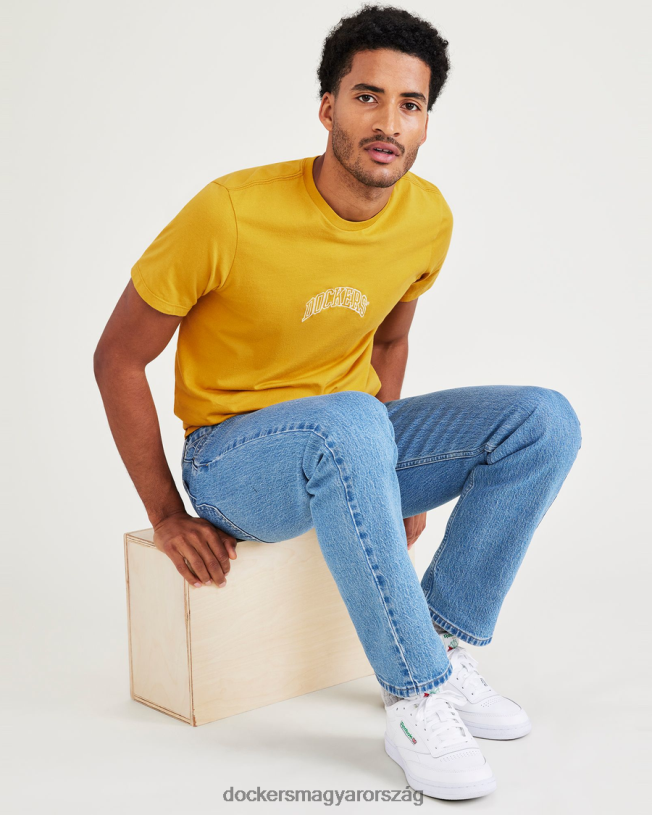 Dockers férfiak egyetemi íves grafikai póló, vékony szabású P840P705 ruházat aranyrög - sárga