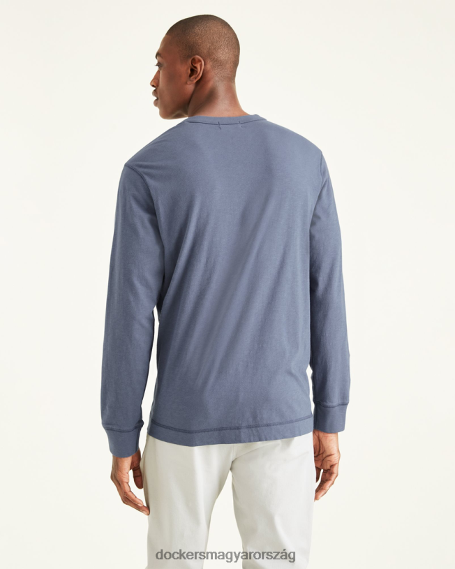 Dockers férfiak henley, normál szabású P840P694 ruházat vintage indigó - kék