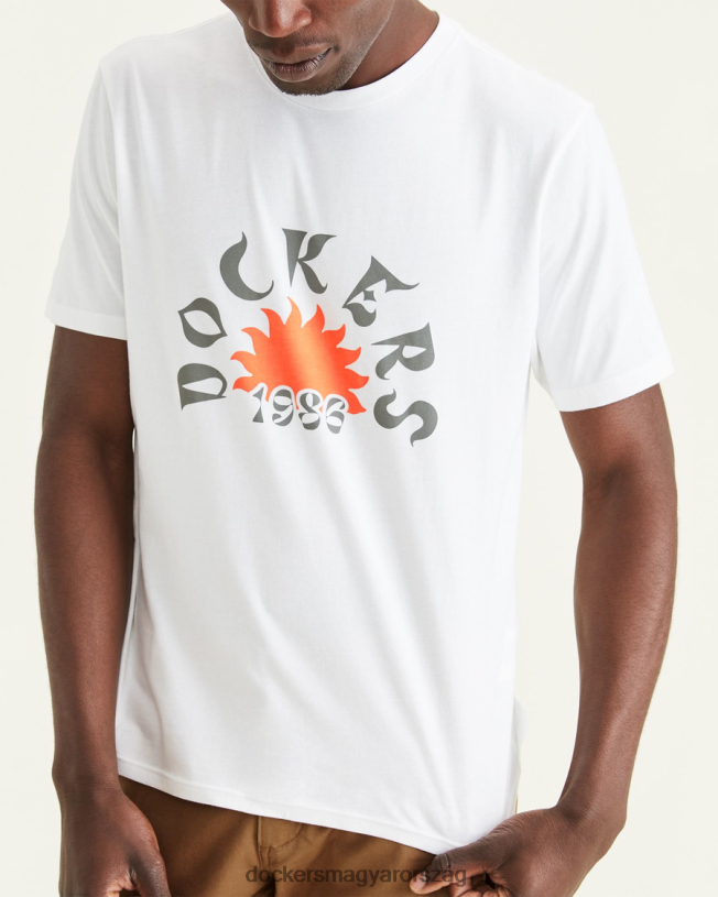 Dockers férfiak logós póló, vékony szabású P840P848 ruházat fényes fehér