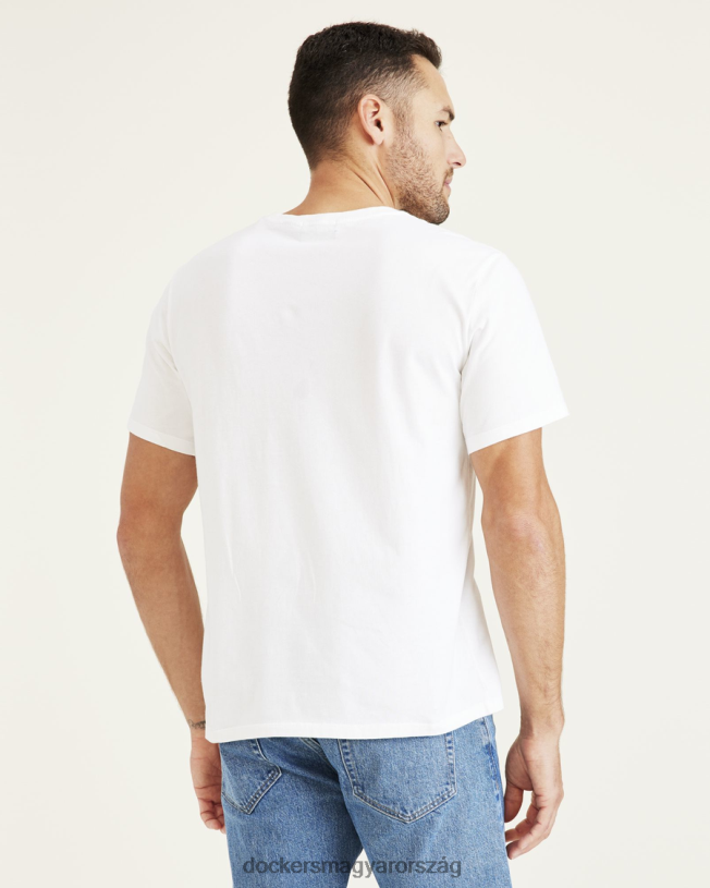 Dockers férfiak sol grafikus póló, vékony szabású P840P856 ruházat fényes fehér