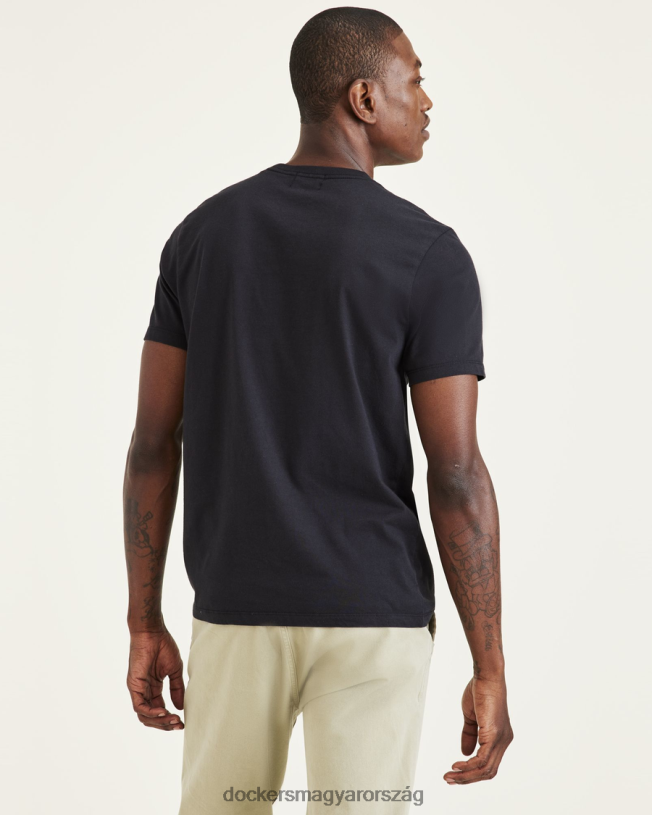Dockers férfiak szárnyak és horgonygrafikus póló, vékony szabású P840P253 ruházat fekete
