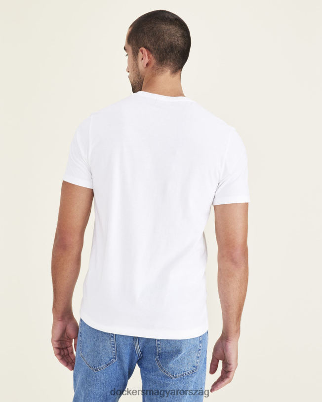 Dockers férfiak szárnyak és horgonygrafikus póló, vékony szabású P840P254 ruházat fényes fehér