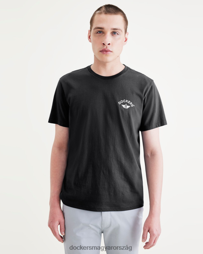 Dockers férfiak szárnyak és horgonygrafikus póló, vékony szabású P840P255 ruházat fekete