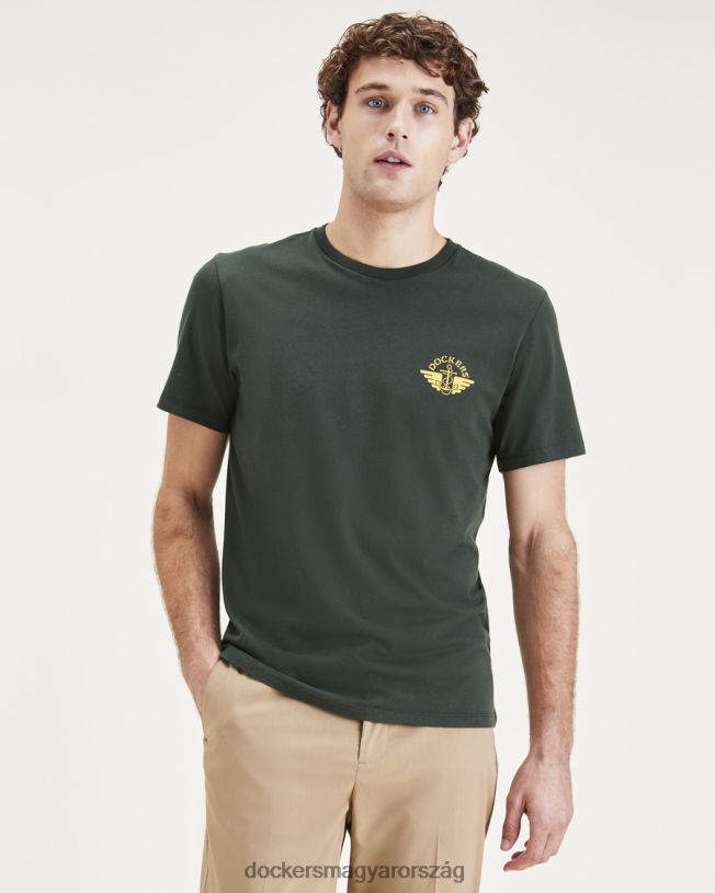 Dockers férfiak szárnyak és horgonygrafikus póló, vékony szabású P840P510 ruházat citrom curry - zöld