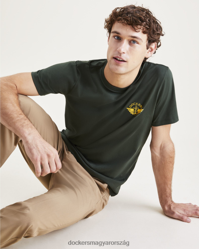 Dockers férfiak szárnyak és horgonygrafikus póló, vékony szabású P840P510 ruházat citrom curry - zöld