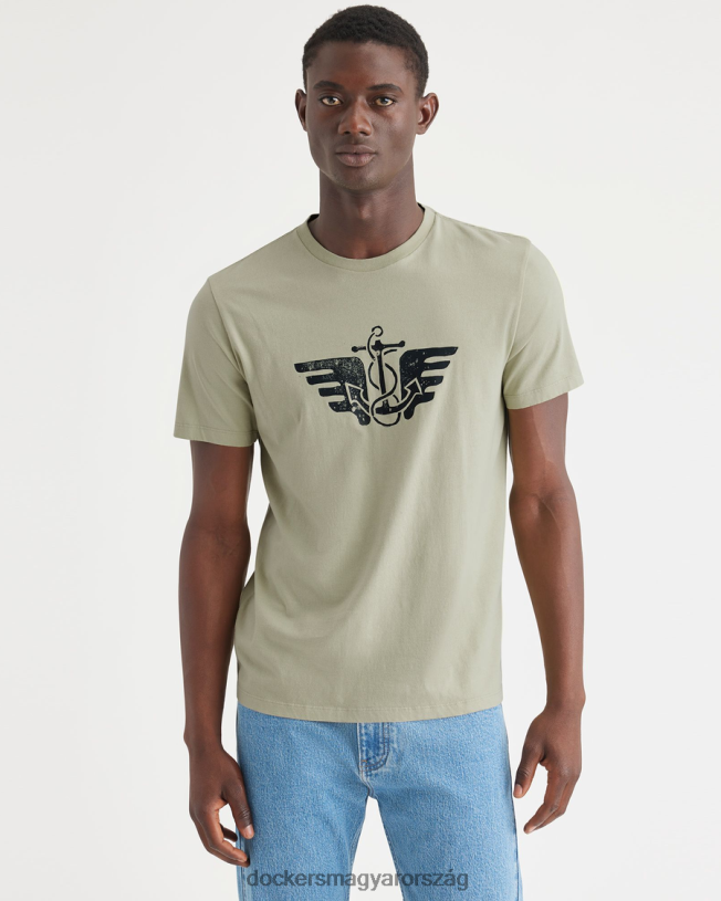 Dockers férfiak wings & anchor block print grafikai póló, vékony szabású P840P218 ruházat ponderosa fenyő - zöld