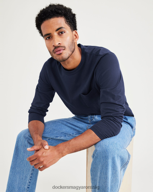 Dockers férfiak zsebes póló, normál szabású P840P706 ruházat sötétkék blézer - kék