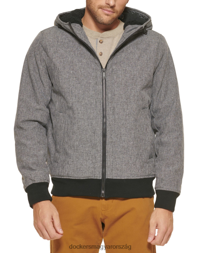 Dockers férfiak cipzáras softshell kapucnis pulcsi P840P674 ruházat hanga szürke