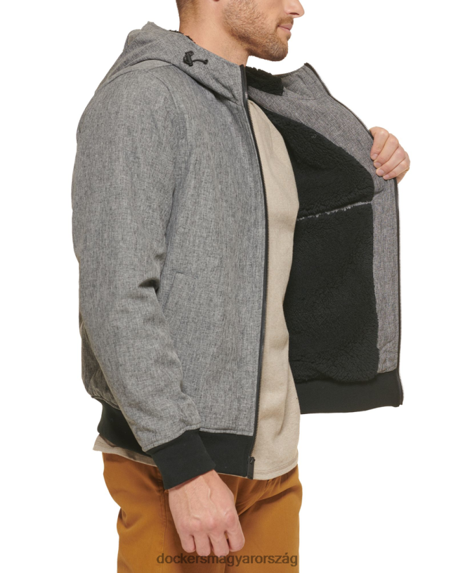 Dockers férfiak cipzáras softshell kapucnis pulcsi P840P674 ruházat hanga szürke