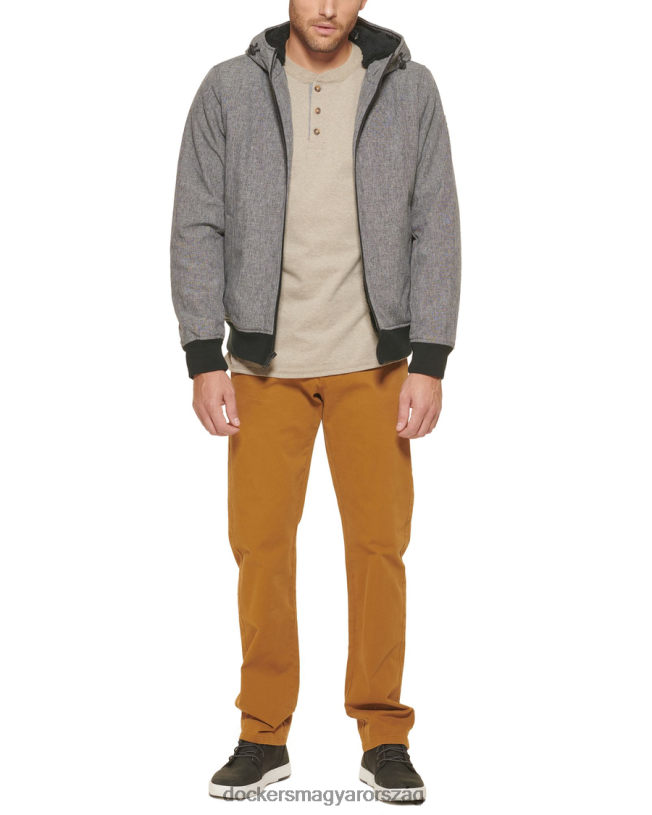 Dockers férfiak cipzáras softshell kapucnis pulcsi P840P674 ruházat hanga szürke