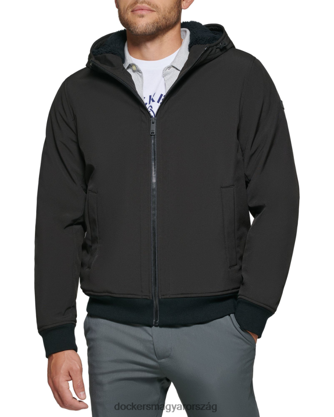 Dockers férfiak cipzáras softshell kapucnis pulcsi P840P675 ruházat fekete