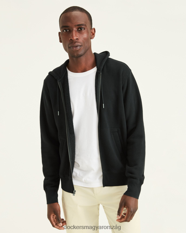Dockers férfiak sport teljes cipzáras kapucnis, normál szabású P840P402 ruházat ásványi fekete