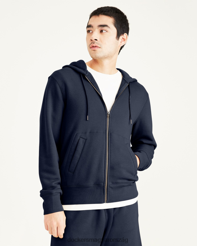 Dockers férfiak sport teljes cipzáras kapucnis, normál szabású P840P526 ruházat sötétkék blézer - kék