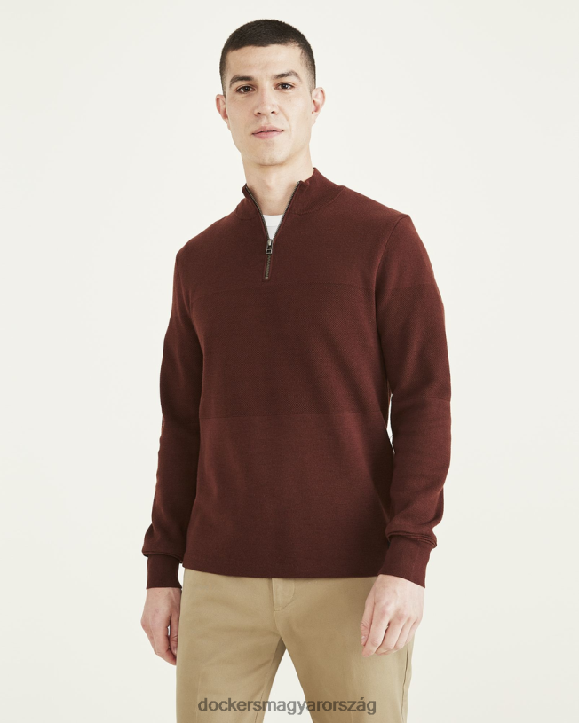 Dockers férfiak 1/4 cipzáras pulóver, normál szabású P840P833 ruházat keserű csokoládé - ​​barna
