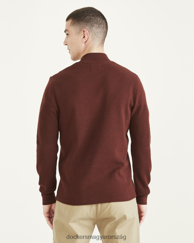 Dockers férfiak 1/4 cipzáras pulóver, normál szabású P840P833 ruházat keserű csokoládé - ​​barna